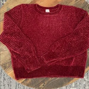 Chenille sweater, cranberry color